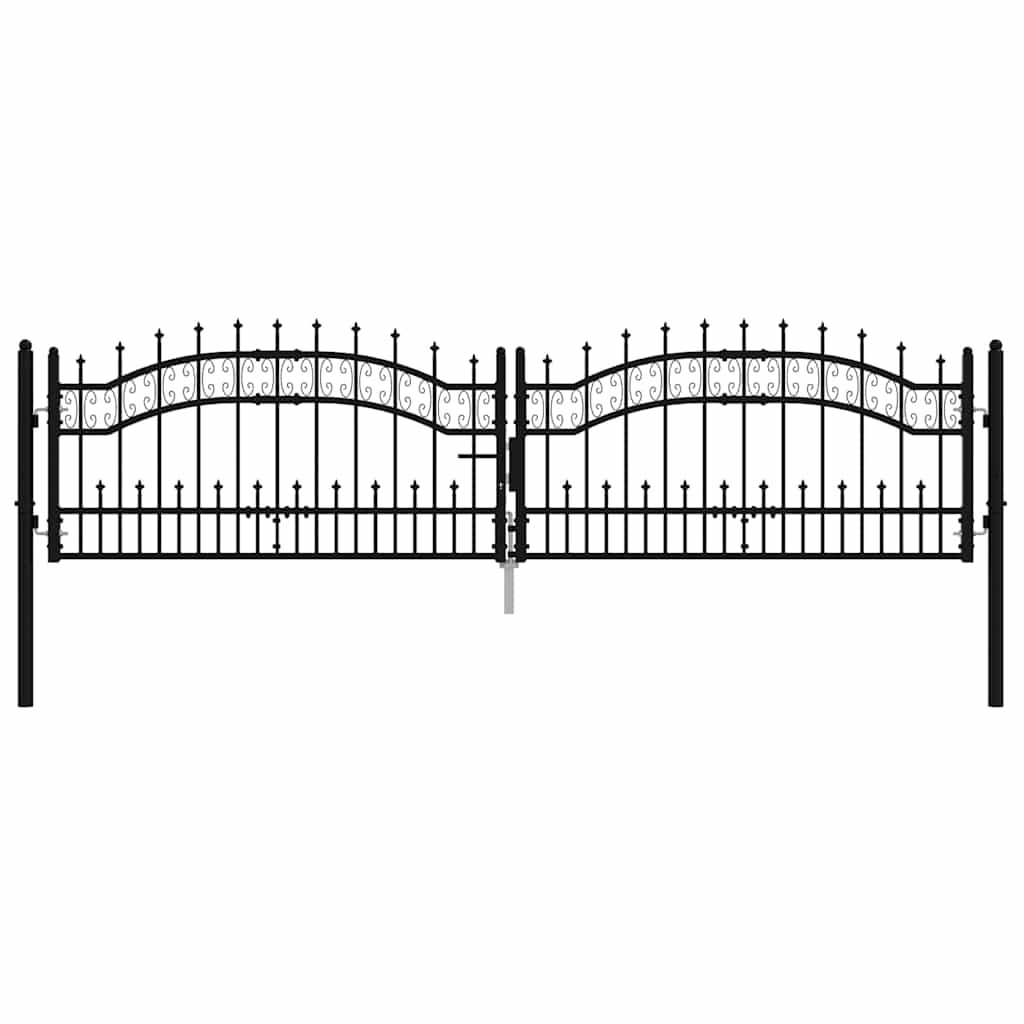 vidaXL Fence Gate "KAMPEN" with Spear Top Black 302x78 cm Steel 3