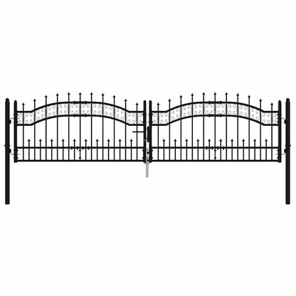 vidaXL Fence Gate "KAMPEN" with Spear Top Black 302x78 cm Steel 3