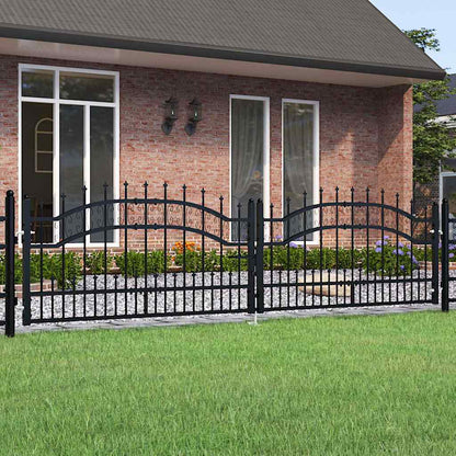 vidaXL Fence Gate "KAMPEN" with Spear Top Black 302x78 cm Steel 1