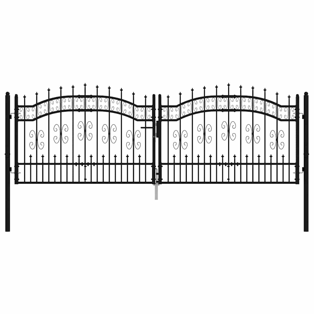 vidaXL Fence Gate "KAMPEN" with Spear Top Black 302x100 cm Steel 3