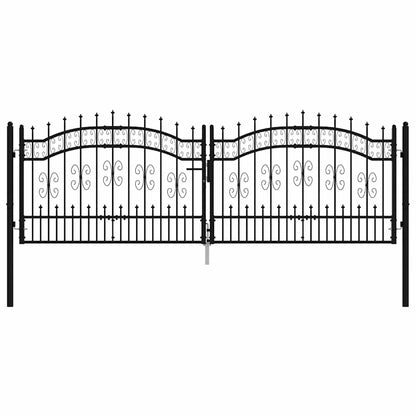 vidaXL Fence Gate "KAMPEN" with Spear Top Black 302x100 cm Steel 3