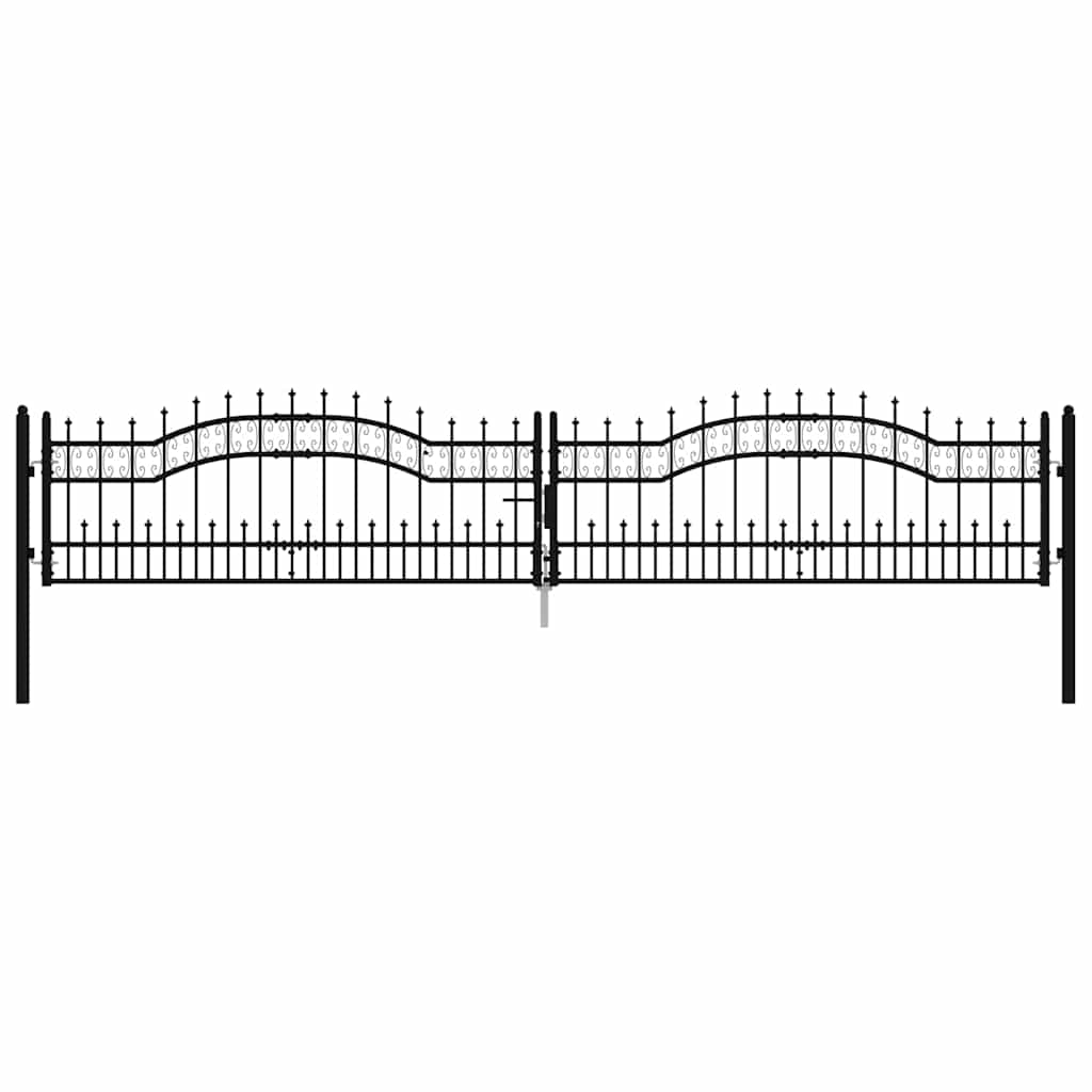 vidaXL Fence Gate "KAMPEN" with Spear Top Black 394,5x78 cm Steel 2