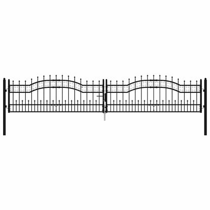 vidaXL Fence Gate "KAMPEN" with Spear Top Black 394,5x78 cm Steel 2