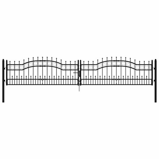 vidaXL Fence Gate "KAMPEN" with Spear Top Black 394,5x78 cm Steel 2