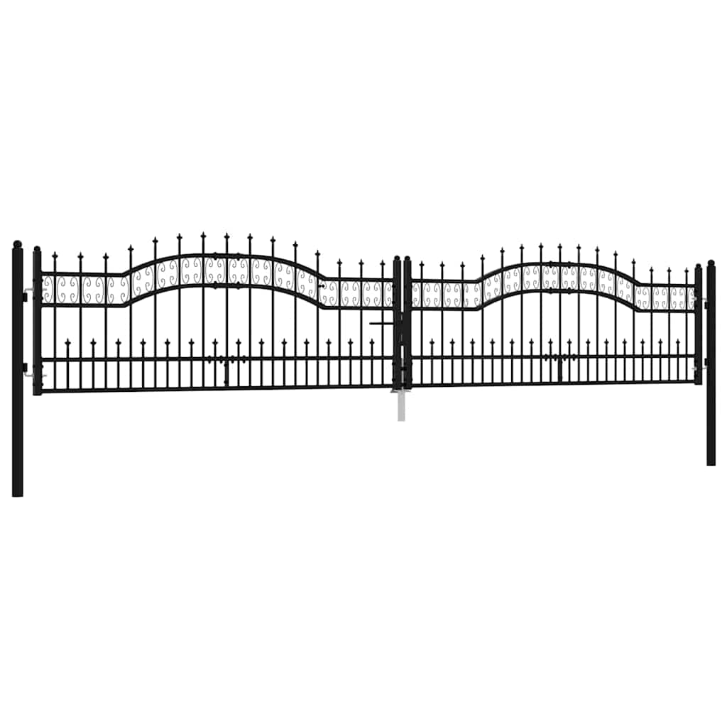 vidaXL Fence Gate "KAMPEN" with Spear Top Black 394,5x78 cm Steel 3