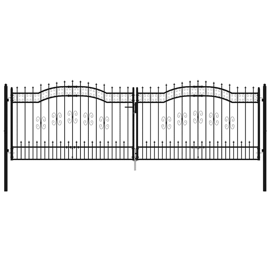 vidaXL Fence Gate "KAMPEN" with Spear Top Black 394,5x125 cm Steel 3