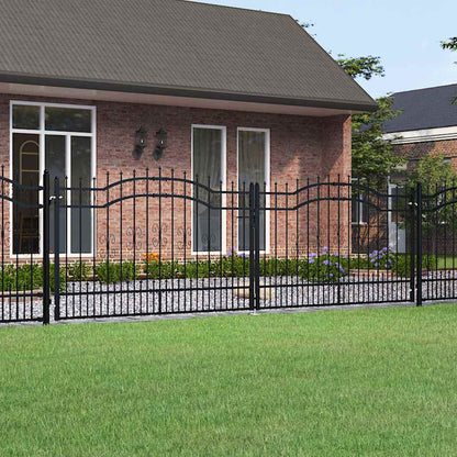vidaXL Fence Gate "KAMPEN" with Spear Top Black 394,5x125 cm Steel 1
