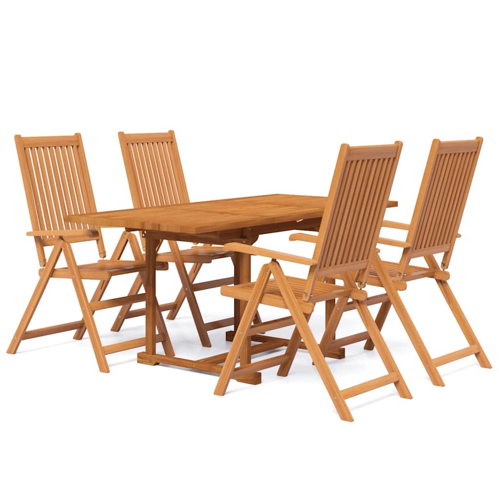5-Piece Garden Dining Set Natural Solid Acacia Wood 4-Seater Natural