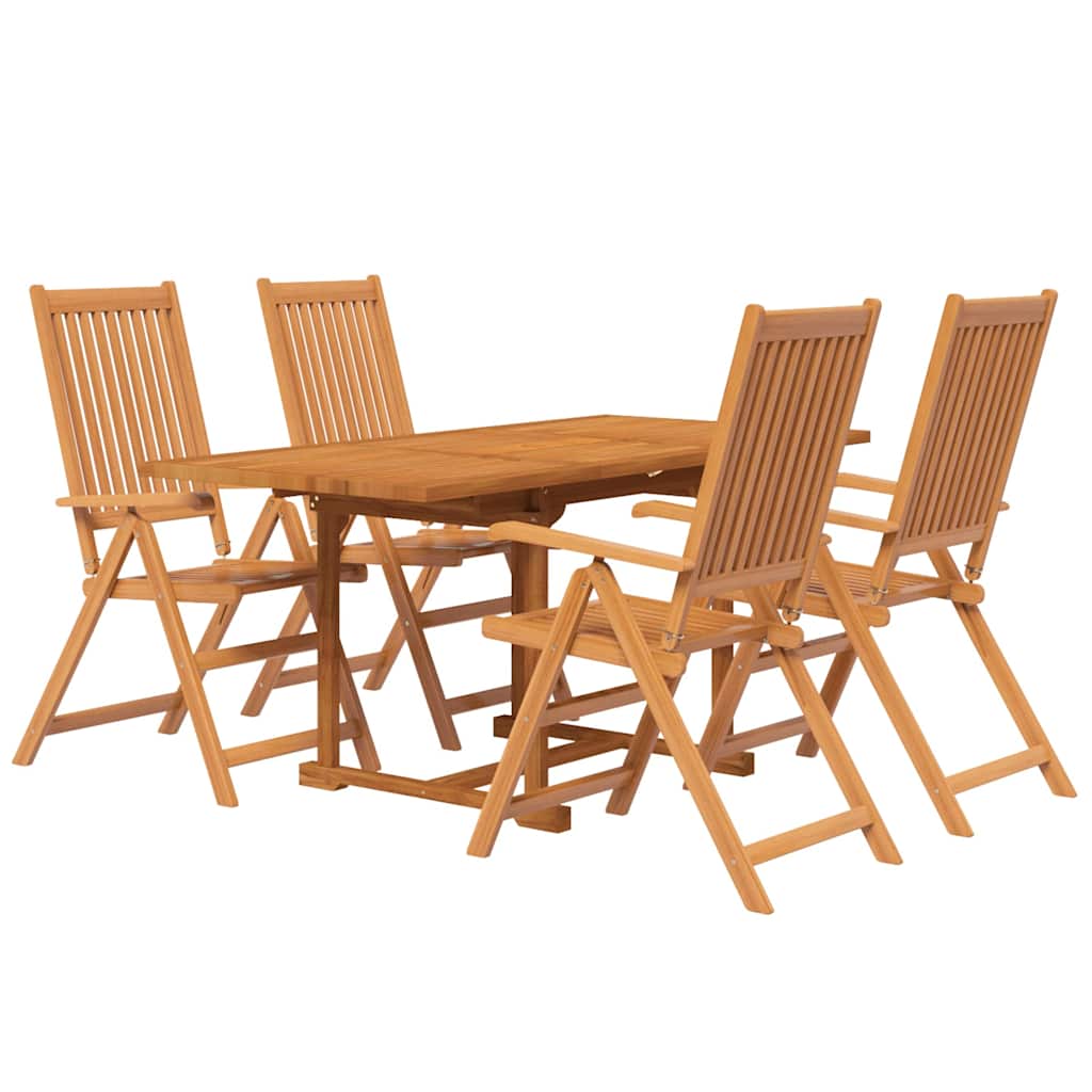 5-Piece Garden Dining Set Natural Solid Acacia Wood 4-Seater Natural