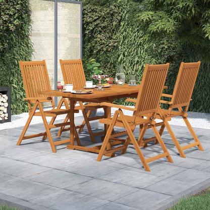 5-Piece Garden Dining Set Natural Solid Acacia Wood 4-Seater Natural