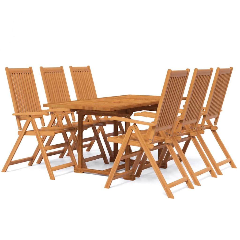 7-Piece Garden Dining Set Natural Solid Acacia Wood 6-Seater Natural