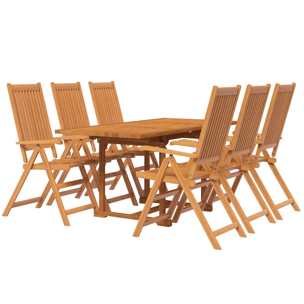 7-Piece Garden Dining Set Natural Solid Acacia Wood 6-Seater Natural