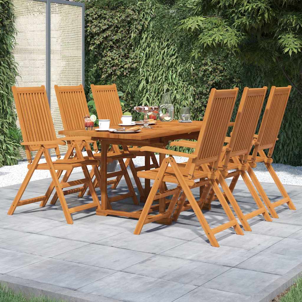 7-Piece Garden Dining Set Natural Solid Acacia Wood 6-Seater Natural