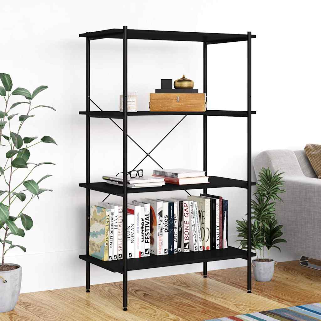 3-Tier Shelving Unit 80x40x92 cm Black 130 cm