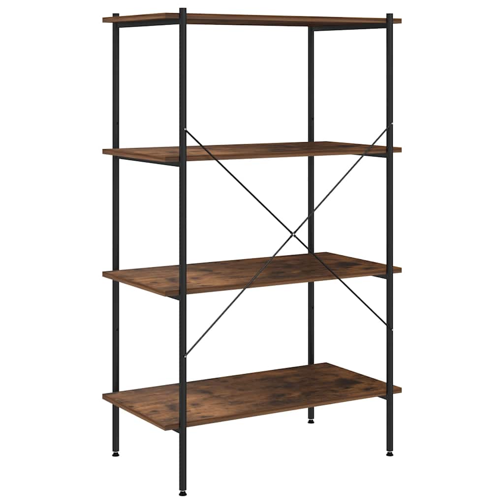 3-Tier Shelving Unit 80x40x92 cm Black and dark wood 130 cm