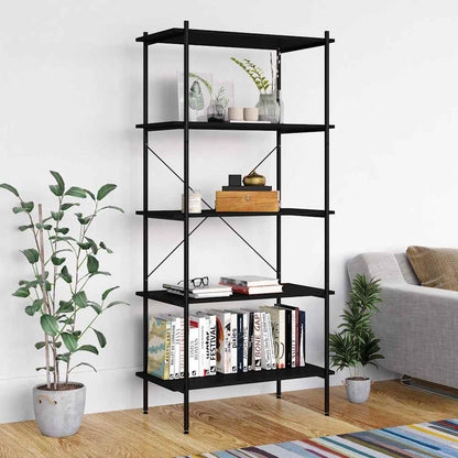 3-Tier Shelving Unit 80x40x92 cm Black 163 cm