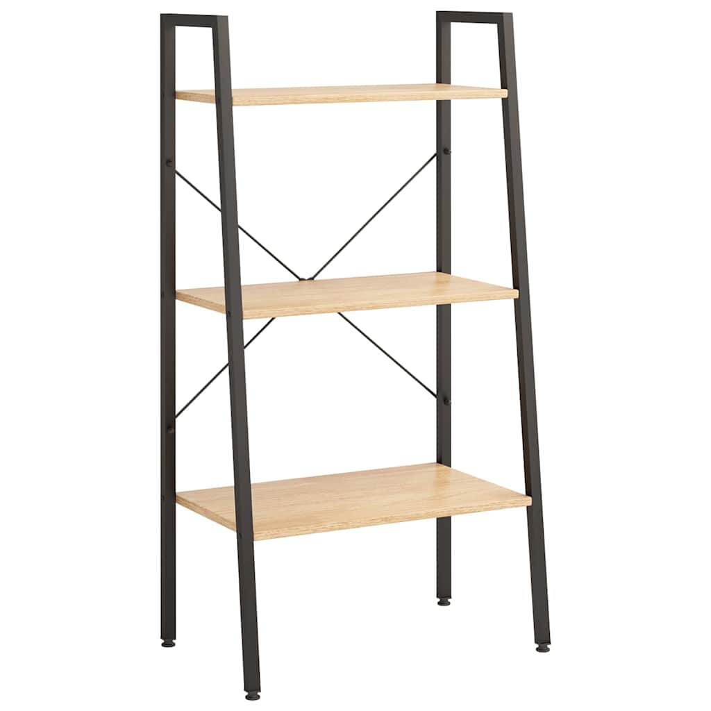 3-Tier Standing Shelf and Black 56x35x108 cm Light brown 108 cm