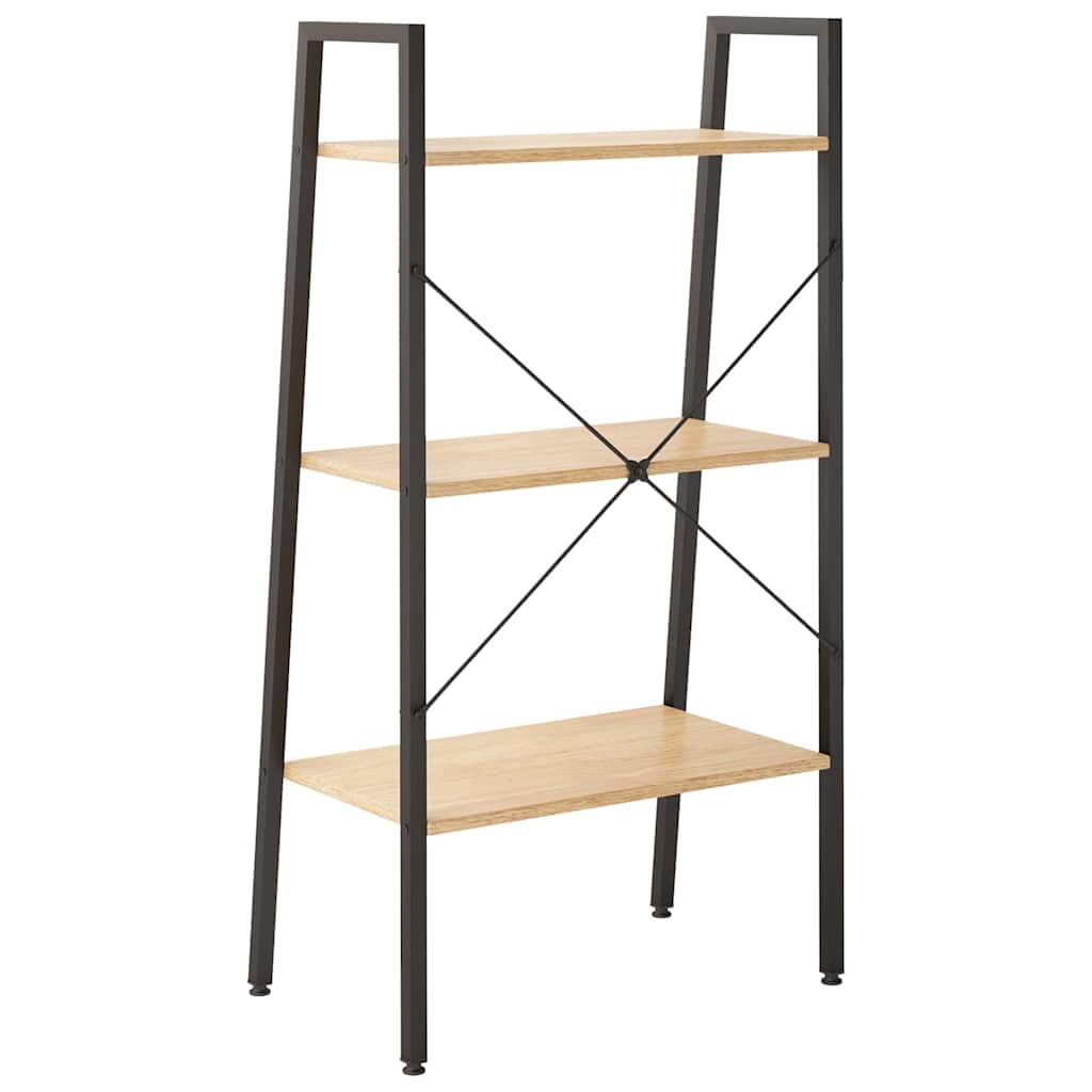 3-Tier Standing Shelf and Black 56x35x108 cm Light brown 108 cm