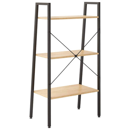 3-Tier Standing Shelf and Black 56x35x108 cm Light brown 108 cm