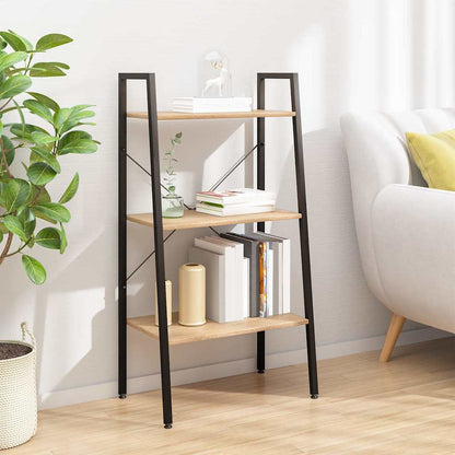3-Tier Standing Shelf and Black 56x35x108 cm Light brown 108 cm