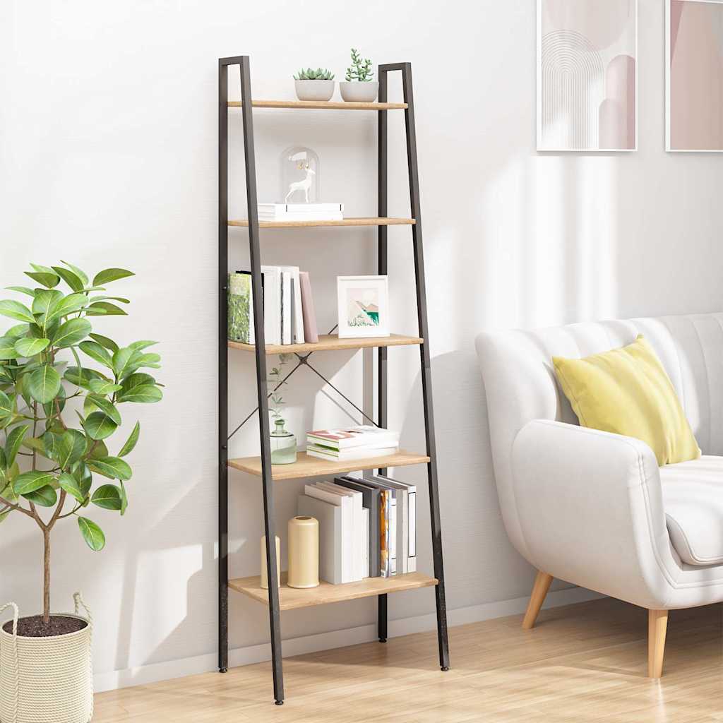 3-Tier Standing Shelf and Black 56x35x108 cm Light brown 174 cm