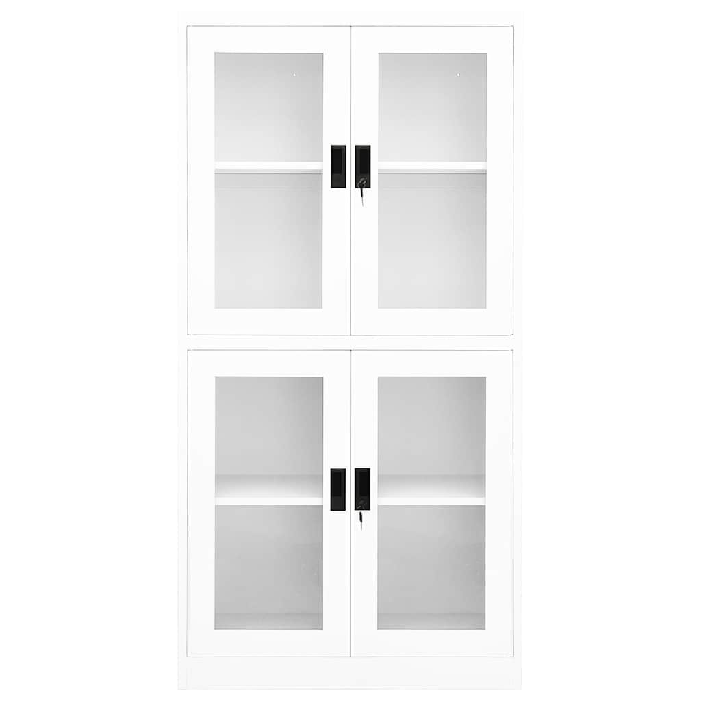 vidaXL Office Cabinet | White | Steel, Tempered Glass | Medium | Office Cabinet 3
