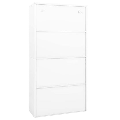 vidaXL Office Cabinet | White | Steel, Tempered Glass | Medium | Office Cabinet 5