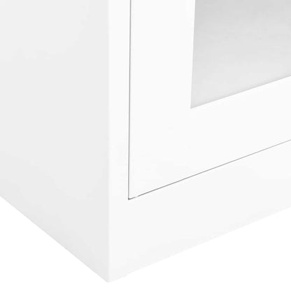 vidaXL Office Cabinet | White | Steel, Tempered Glass | Medium | Office Cabinet 6