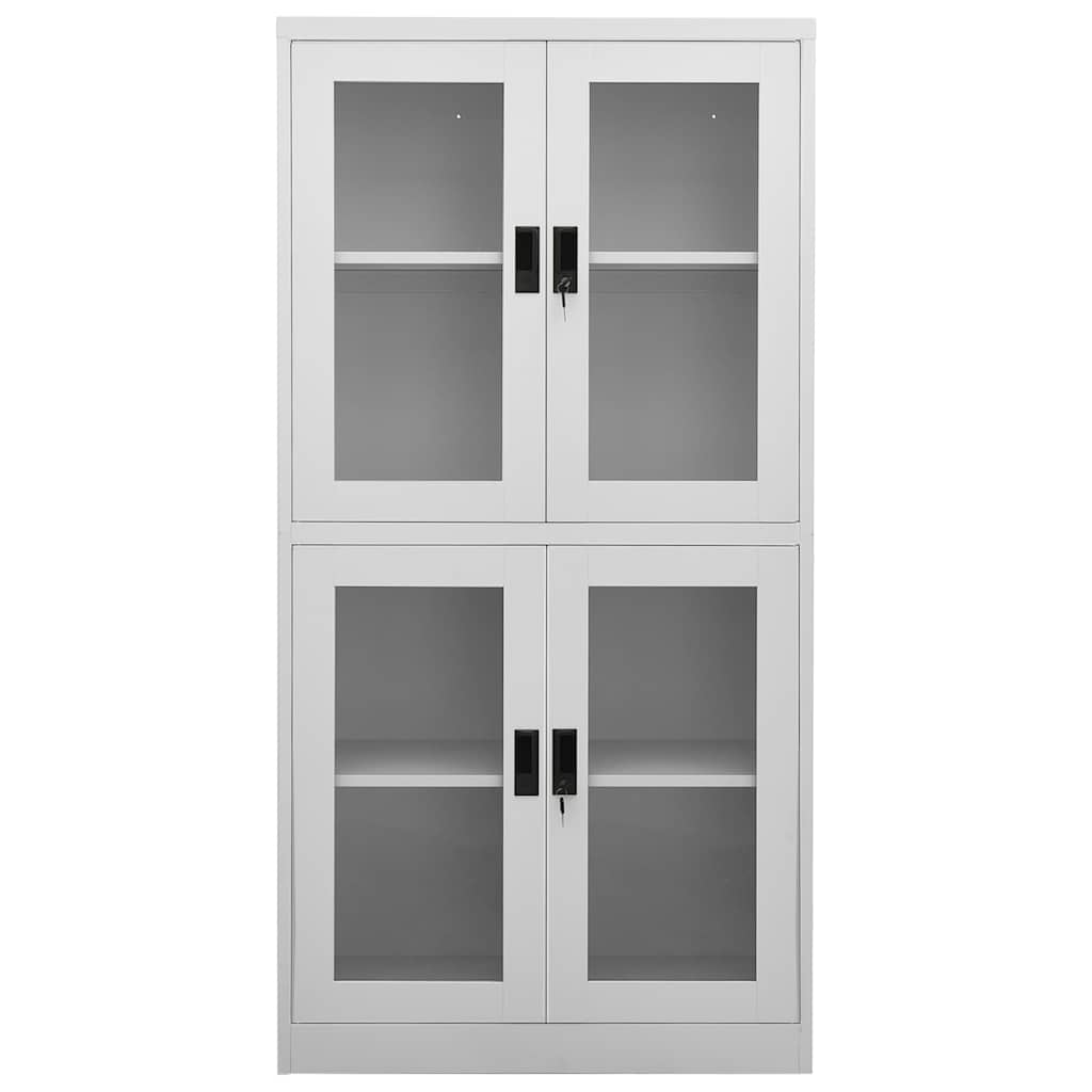 vidaXL Office Cabinet | Light Grey | Steel, Tempered Glass | Large 3