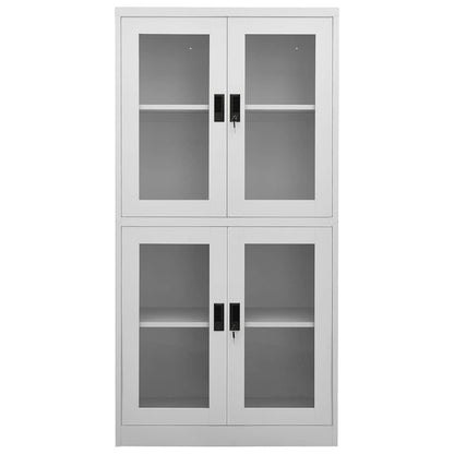 vidaXL Office Cabinet | Light Grey | Steel, Tempered Glass | Large 3