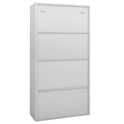vidaXL Office Cabinet | Light Grey | Steel, Tempered Glass | Large 5