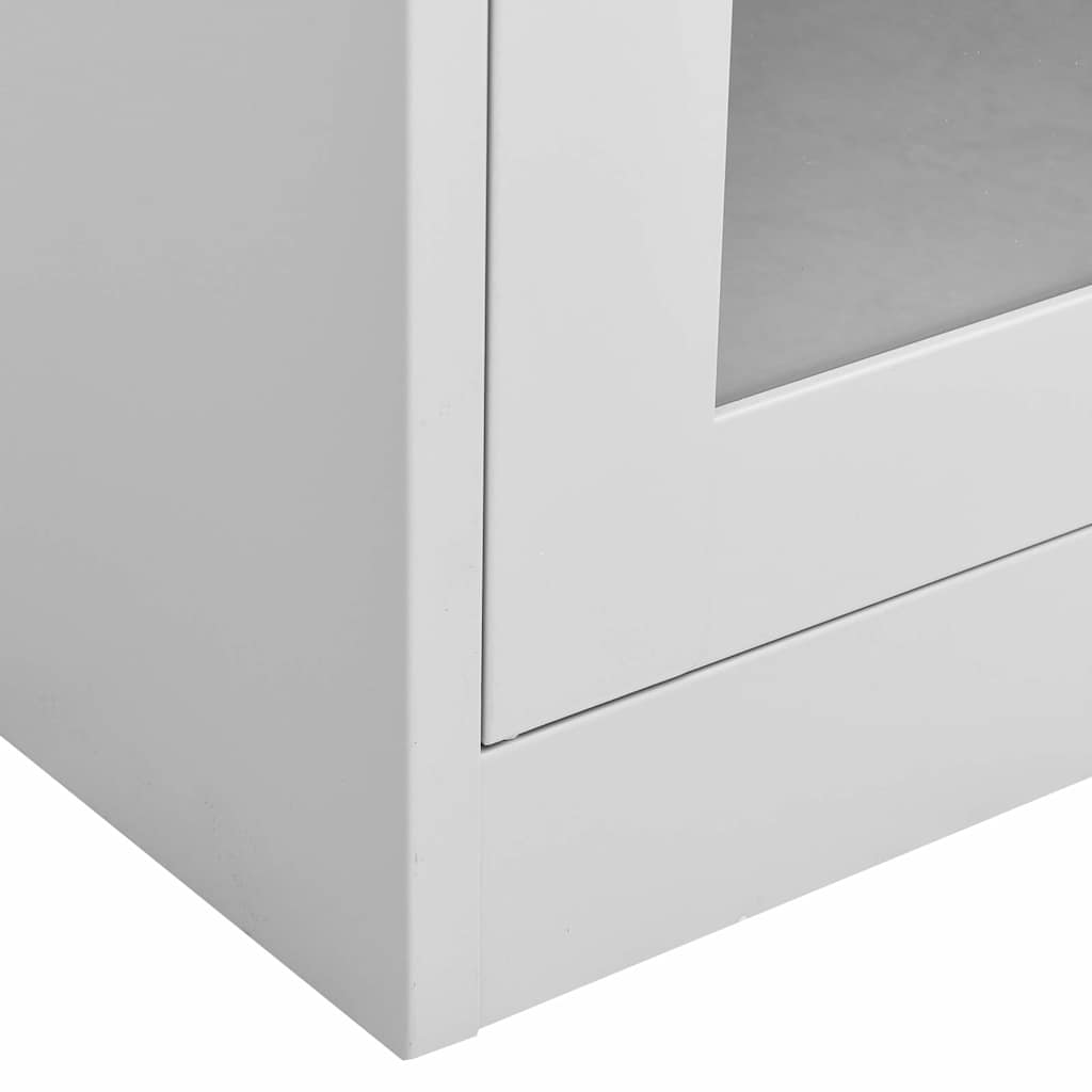 vidaXL Office Cabinet | Light Grey | Steel, Tempered Glass | Large 6