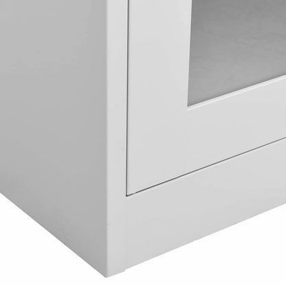 vidaXL Office Cabinet | Light Grey | Steel, Tempered Glass | Large 6
