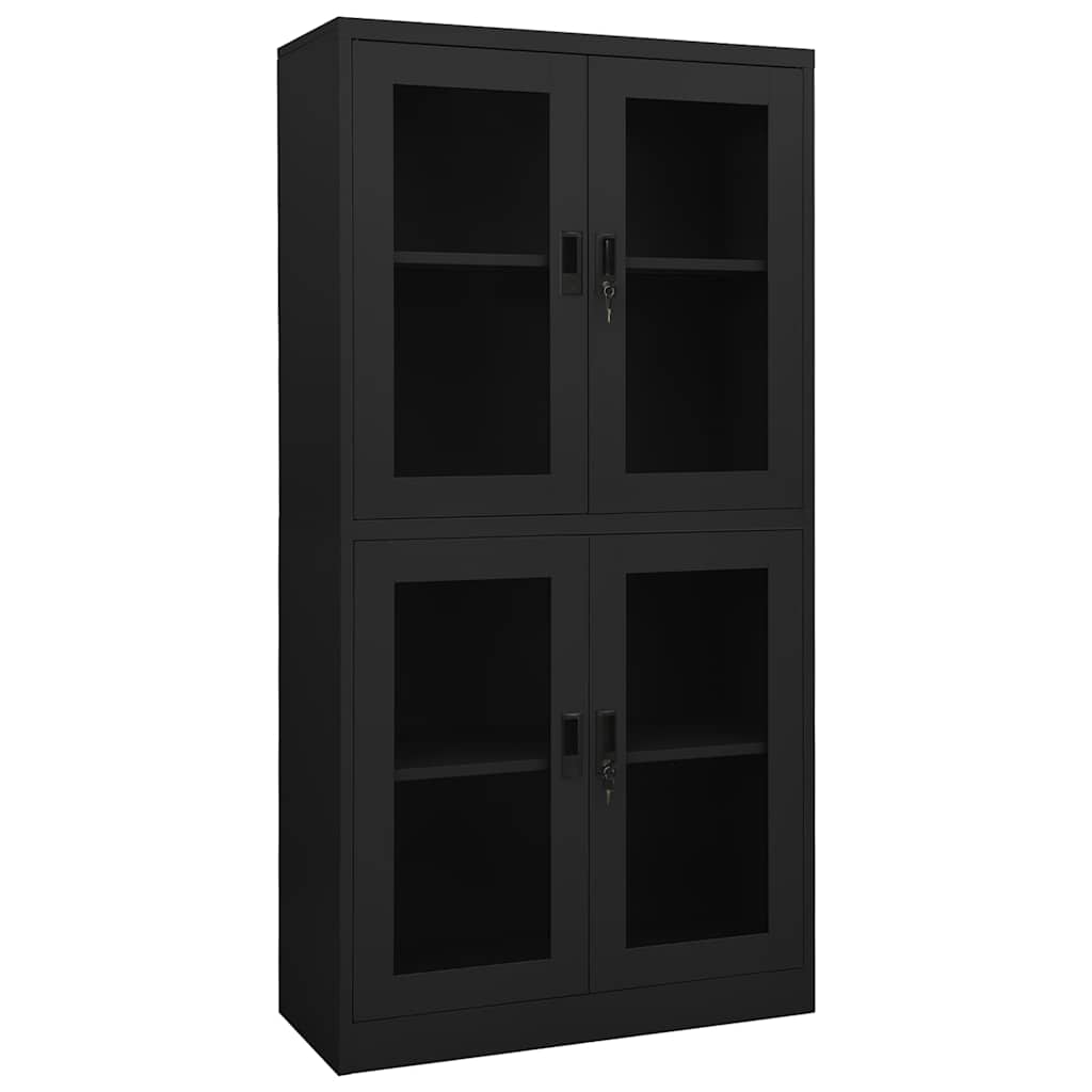 vidaXL Office Cabinet 90x40x180 cm Steel and Tempered Glass