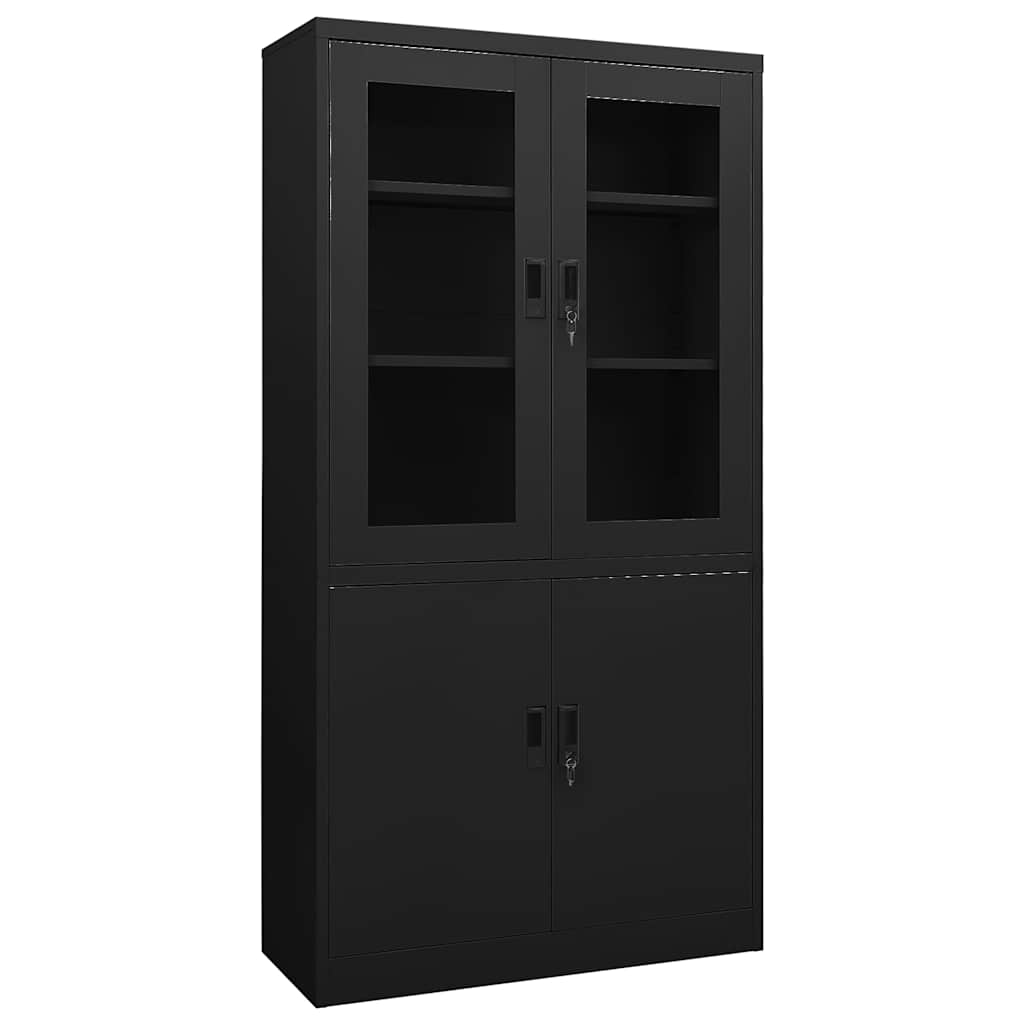 335948 vidaXL Office Cabinet Black 90x40x180 cm Steel 1