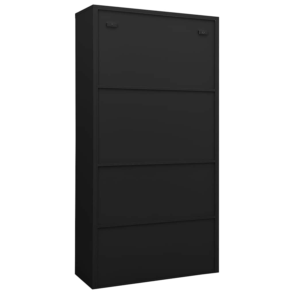 335948 vidaXL Office Cabinet Black 90x40x180 cm Steel 4