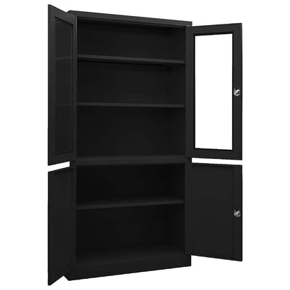 Office Cabinet 90x40x180 cm Steel Black