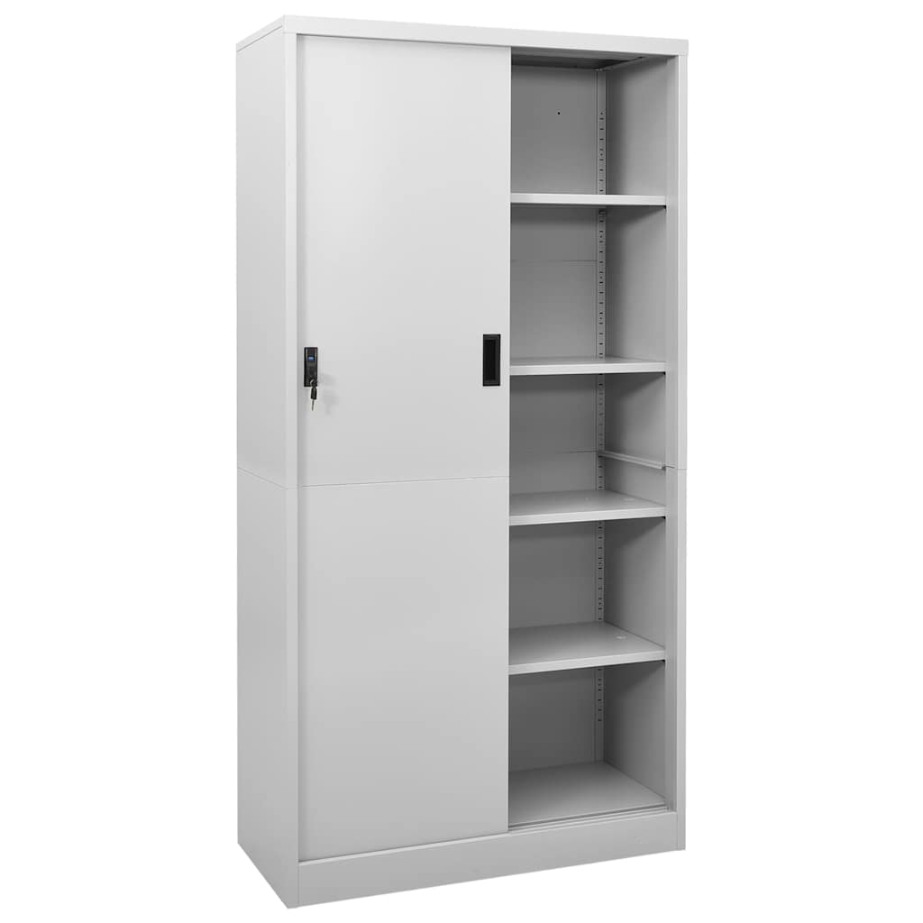 335959 vidaXL Office Cabinet with Sliding Door Light Grey 90x40x180 cm Steel 2