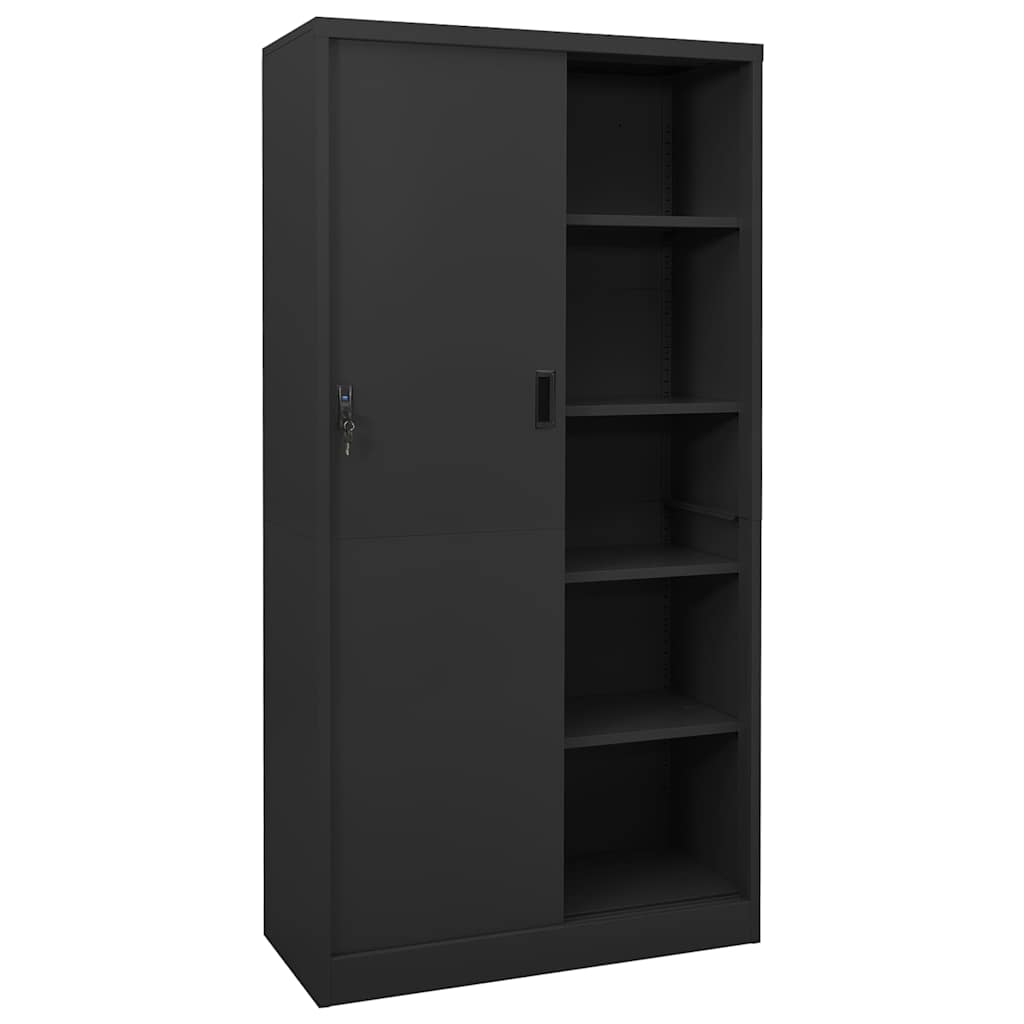335961 vidaXL Office Cabinet with Sliding Door Anthracite 90x40x180 cm Steel 2