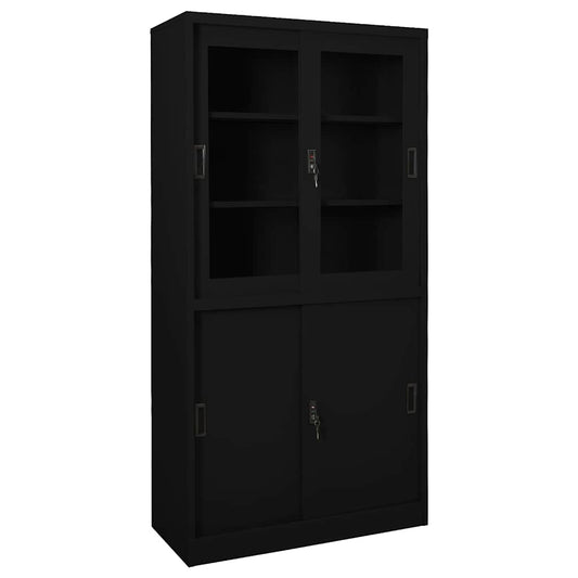 Office Cabinet with Sliding Door 90x40x180 cm Steel Black