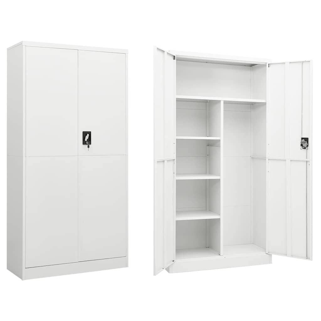 335970 vidaXL Locker Cabinet White 90x40x180 cm Steel 1