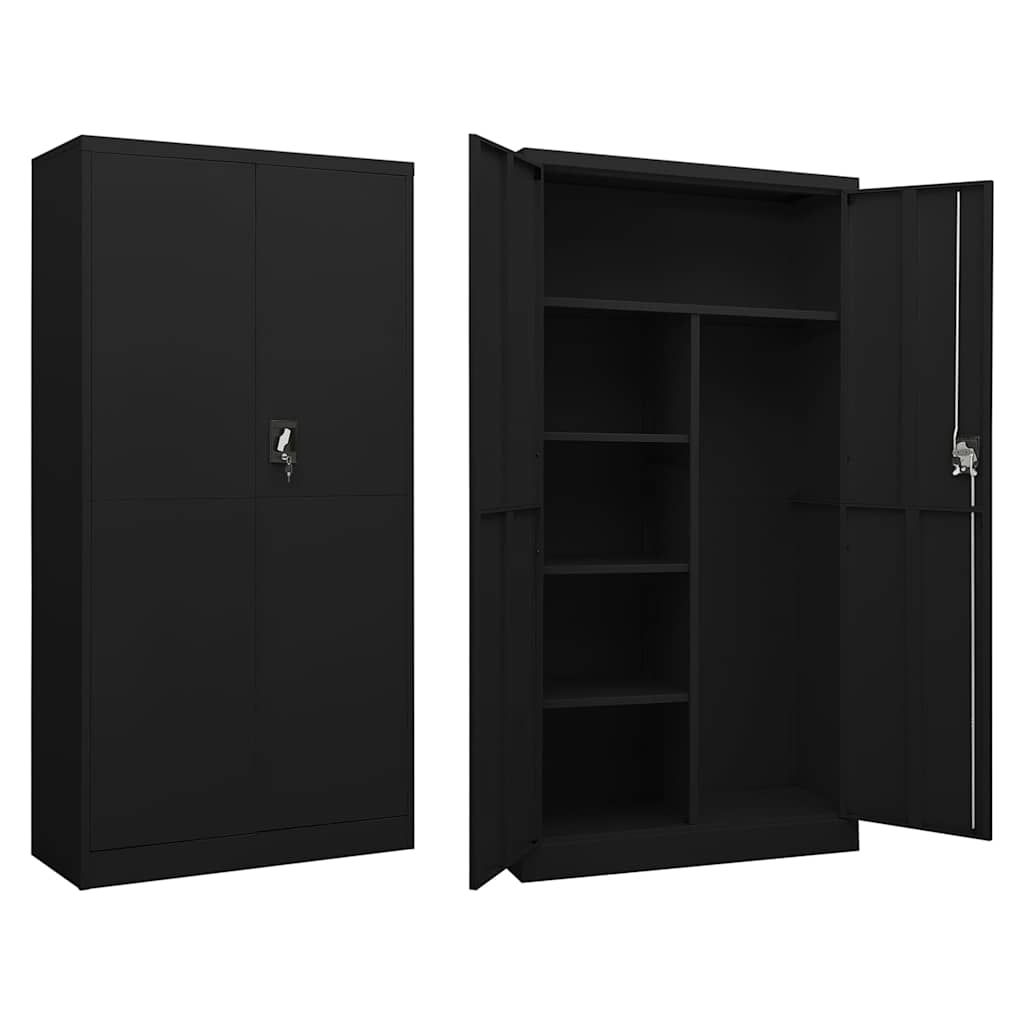 Locker Cabinet 90x40x180 cm Steel Black