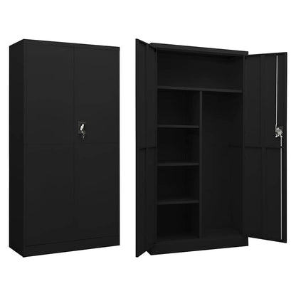Locker Cabinet 90x40x180 cm Steel Black