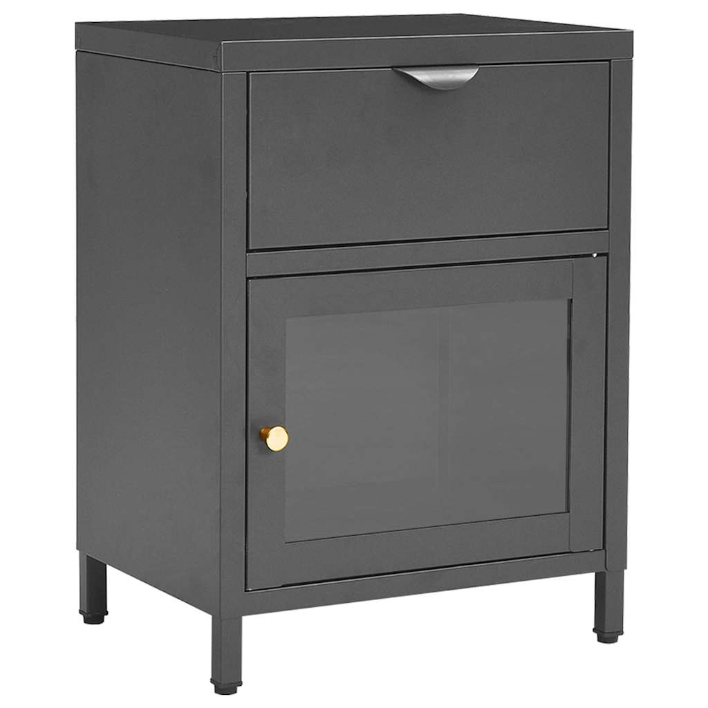 Nightstand 40x30x54,5 cm Steel and Glass Anthracite 1