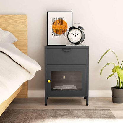 Nightstand 40x30x54,5 cm Steel and Glass Anthracite 1