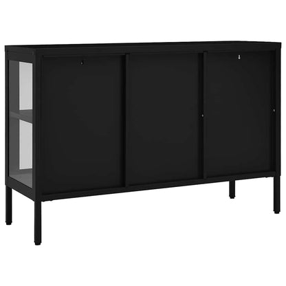 336067 vidaXL Sideboard Black 105x35x70 cm Steel and Glass 5