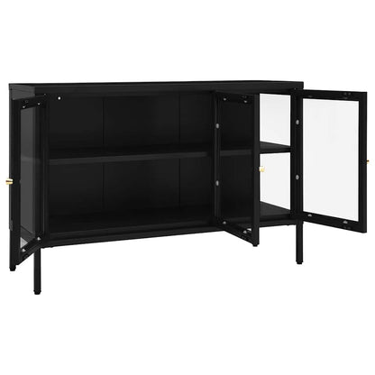 336067 vidaXL Sideboard Black 105x35x70 cm Steel and Glass 4
