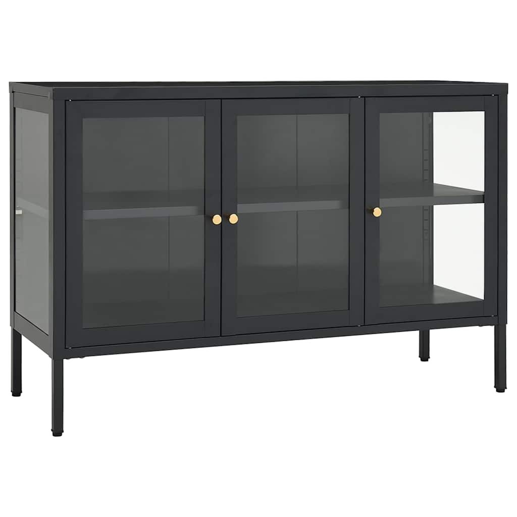 336069 vidaXL Sideboard Anthracite 105x35x70 cm Steel and Glass 2
