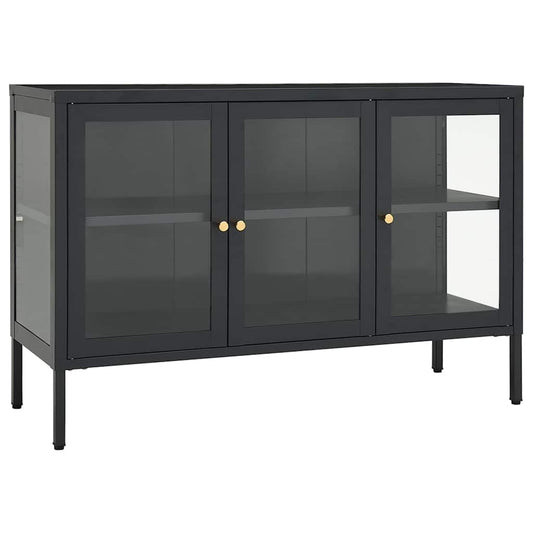 Sideboard 105x35x70 cm Steel and Glass Anthracite