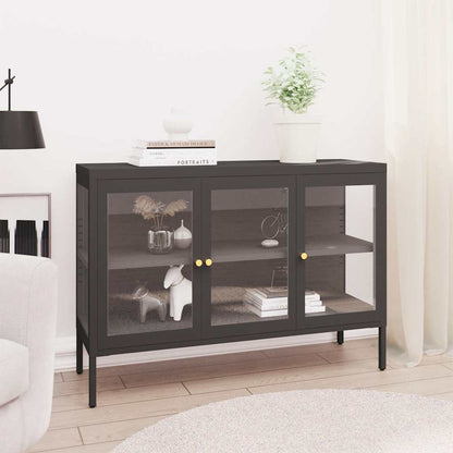 336069 vidaXL Sideboard Anthracite 105x35x70 cm Steel and Glass 1
